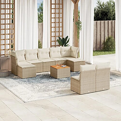 Maison Chic Salon de jardin avec coussins 10 pcs, Ensemble Tables et chaises de jardin, beige résine tressée -GKD279602