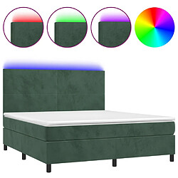 vidaXL Sommier à lattes de lit et matelas et LED Vert foncé 180x200 cm