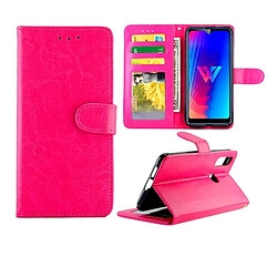 Wewoo Housse Coque Pour LG W30 Crazy Horse Texture de protection en cuir à rabat horizontal avec support et fentes cartes et portefeuille et cadre photo magenta