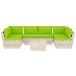 Avis Maison Chic Salon de jardin palette 7 pcs avec coussins - Table et chaises d'extérieur - Mobilier/Meubles de jardin Moderne épicéa imprégné -MN86160