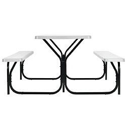 Helloshop26 Table de jardin avec 2 banc table de pique-nique/camping pour 4 à 6 personnes 137 x 150 x 71 cm blanc 20_0004193