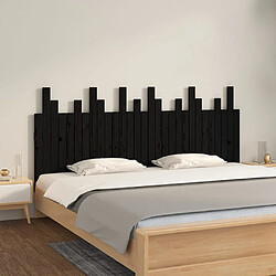 vidaXL Tête de lit murale Noir 185x3x80 cm Bois massif de pin