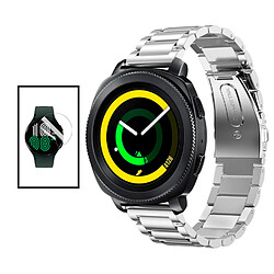 PHONECARE Kit Bracelet Acier Stainless Lux + Outil + Film de Gel Full Cover pour Huawei Watch GT Runner - Gris / Transparent