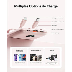 SANAG Batterie Externe 10000Mah, Power Bank Charge Rapide Pd 22.5W Avec Câbles Intégrés Usb C Sortie, Mince Légère Portable Chargeur Affichage Led, Universel Compatible Iphone/Samsung (Rose) pas cher