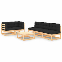 Maison Chic Salon de jardin 6 pcs + coussins - Mobilier/Meubles de jardin - Table et chaises d'extérieur Bois de pin massif -MN23233