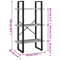 vidaXL Étagère de rangement gris béton 60x30x105 cm bois d'ingénierie pas cher