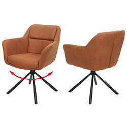 Decoshop26 Lot de 2 chaises de salle à manger avec accoudoirs siège pivotant en tissu suède marron 04_0007363