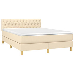 Avis Maison Chic Lit Adulte - Lit simple Lit à sommier tapissier avec matelas moelleux - Meuble de Chambre - Crème 140x190 cm Tissu -MN35585