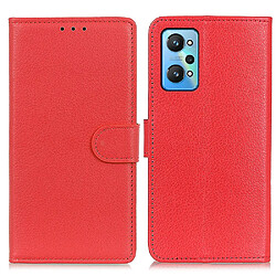 Etui en PU texture litchi avec support, rouge pour votre Realme GT Neo2