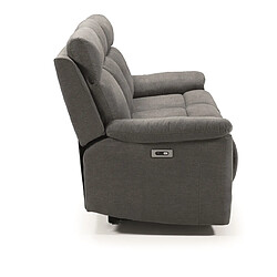 Pegane Ensemble canapé de 3 places relax électrique + canapé de 2 places fixes en tissu couleur Gris foncé