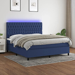 Sommier à lattes,Cadre à lattes de lit et matelas et LED pour Adulte Bleu 160x200 cm Tissu -MN63089