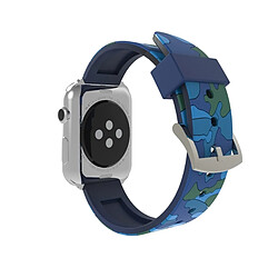 Acheter Wewoo Bracelet bleu pour Apple Watch Series 3 & 2 & 1 42mm Mode Camouflage Motif Silicone de montre