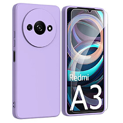 Htdmobiles Coque pour Xiaomi Redmi A3 / Poco C61 4G - housse etui silicone gel fine + verre trempe - MAUVE