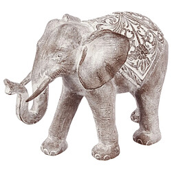 Atmosphera, Createur D'Interieur Statue Eléphant en résine - H. 30 cm - Gris effet blanchi