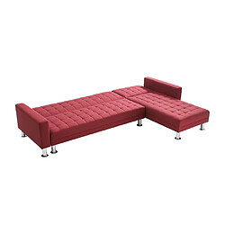 Vente-Unique Canapé d'angle convertible et réversible en tissu rouge WILLIS II pas cher