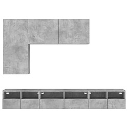 Acheter vidaXL Armoires murales TV 5 pcs gris béton bois d'ingénierie