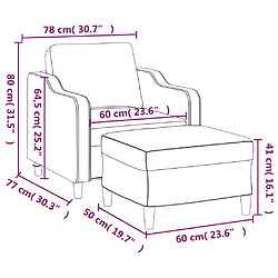 vidaXL Fauteuil avec repose-pied Crème 60 cm Tissu pas cher