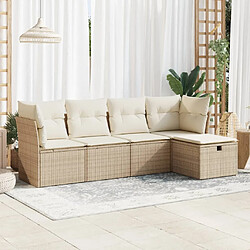 vidaXL Salon de jardin avec coussins 5 pcs beige résine tressée