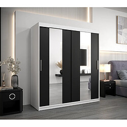 Abiks Meble Armoire Pole à portes coulissantes 200/180/62 2 portes (blanc/noir)