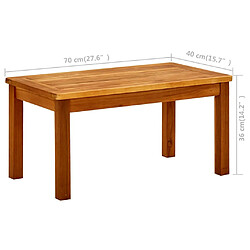 vidaXL Table basse de jardin 70x40x36 cm Bois solide d'acacia pas cher