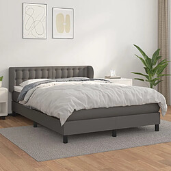 Maison Chic Lit Adulte - Lit simple Lit à sommier tapissier avec matelas moelleux - Meuble de Chambre - Gris 140x190 cm Similicuir -MN80515