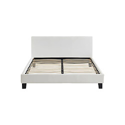 Vente-Unique Lit 140 x 190 cm - Simili - Blanc + Matelas - CORNELIUS II