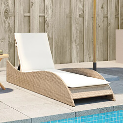 vidaXL Chaise longue avec coussin beige 60x205x73 cm résine tressée