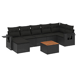 Maison Chic Salon de jardin 8 pcs avec coussins | Ensemble de Table et chaises | Mobilier d'Extérieur noir résine tressée -GKD53135