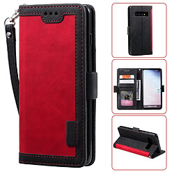 Etui en PU style d'épissage vintage avec support rouge pour votre Samsung Galaxy S10