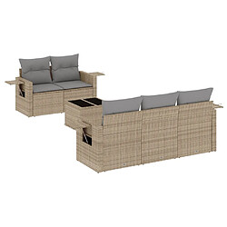 vidaXL Salon de jardin avec coussins 6 pcs beige résine tressée