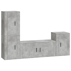 vidaXL Ensemble de meubles TV 4 pcs Gris béton Bois d'ingénierie