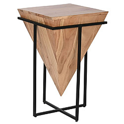 Pegane Table d'appoint en bois d'acacia coloris naturel et métal noir - longueur 41 x profondeur 41 x Hauteur 67 cm