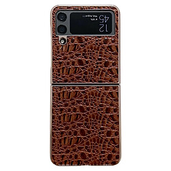 Coque en TPU + cuir véritable nano électroplaqué, anti-chute pour votre Samsung Galaxy Z Flip4 5G - café