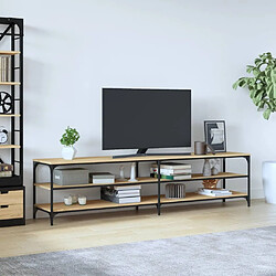 Maison Chic Meuble TV scandinave - Banc TV pour salon chêne sonoma 200x30x50 cm bois d'ingénierie et métal -MN59746