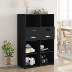 vidaXL Buffet haut noir 80x42,5x124 cm bois d'ingénierie