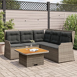 vidaXL Salon de jardin 4 pcs avec coussins Gris Résine tressée