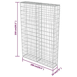 vidaXL Mur à gabion avec couvercles Acier galvanisé 100x20x150 cm pas cher