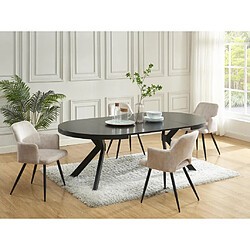 Vente-Unique Table à manger extensible 4 à 8 personnes en MDF et acier - Noir - KOMONI