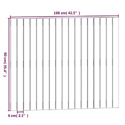 vidaXL Tête de lit murale Gris 108x3x90 cm Bois massif de pin pas cher