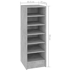 vidaXL Armoire à chaussures Gris béton 31,5x35x90 cm Bois d'ingénierie pas cher