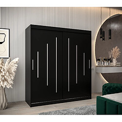 Abiks Meble Armoire YORK À Portes Coulissantes 200/180/62 2 Portes (Noir/Noir)