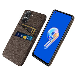 Coque en TPU anti-chute, anti-rayures avec deux porte-cartes pour votre Asus Zenfone 9 5G - marron