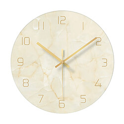 Horloge Murale Moderne à Quartz Silencieux De 12 Po, Verre Non Coutil, Beige Marbré