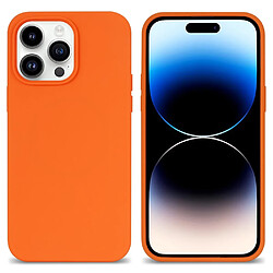 Coque en silicone anti-rayures, revêtement de fibres pour votre iPhone 14 Pro - orange