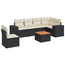 Maison Chic Salon de jardin 7 pcs avec coussins | Ensemble de Table et chaises | Mobilier d'Extérieur noir résine tressée -GKD17847