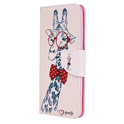 Etui en PU impression de motifs adorable girafe portant des lunettes pour votre Samsung Galaxy A41 (Global Version)