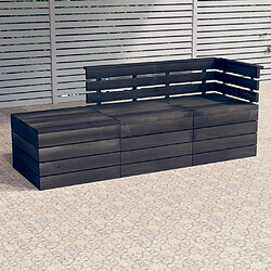 vidaXL Salon palette de jardin 3 pcs Bois de pin massif Gris foncé