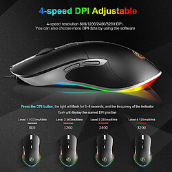 Avis Universal Maison de jeu LED filaire 6400 DPI USB Ergonomic Mause Gamer de souris avec câble pour ordinateur portable PC