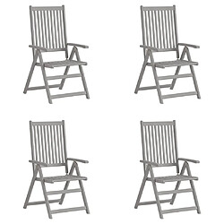 vidaXL Chaises inclinables de jardin lot de 4 Gris Bois solide acacia