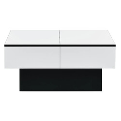 Helloshop26 Table basse de salon rangement panneau de particules 80 cm noir blanc 03_0006150